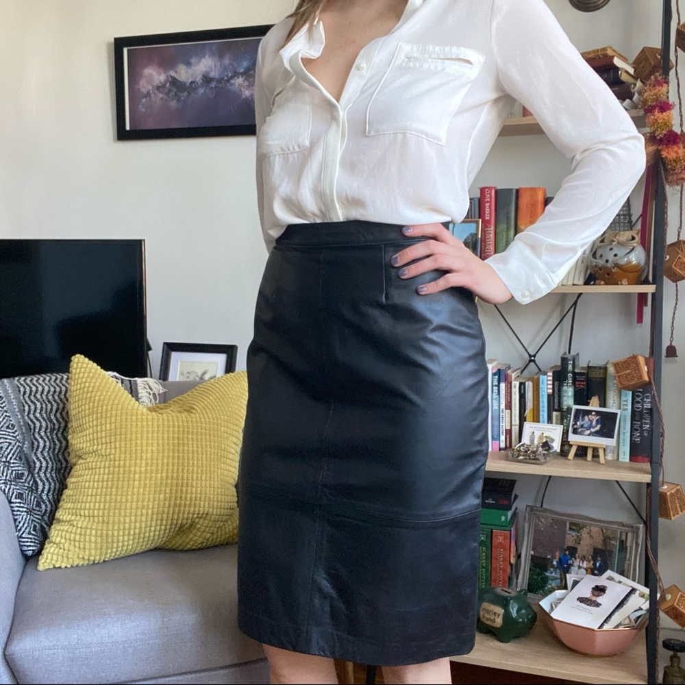 Vintage Leather Pencil Skirt